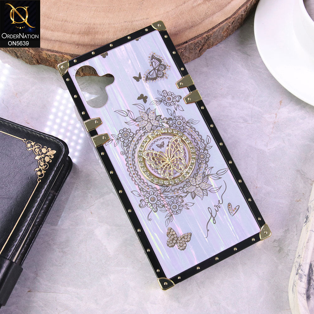 Samsung Galaxy A06 Cover - Purple - Square Bling Diamond Glitter Soft TPU Trunk Case with Ring Holder
