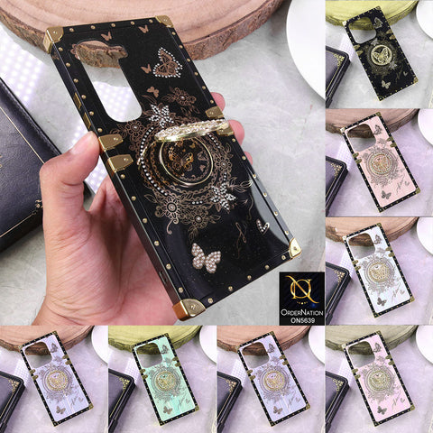 Samsung Galaxy A32 Cover - White - Square Bling Diamond Glitter Soft TPU Trunk Case with Ring Holder