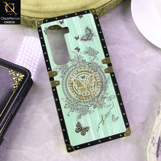 Infinix Hot 50 Pro Cover - SeaFoam Green - Square Bling Diamond Glitter Soft TPU Trunk Case with Ring Holder