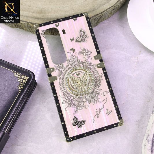 Infinix Hot 50 Pro Plus Cover - Pink - Square Bling Diamond Glitter Soft TPU Trunk Case with Ring Holder