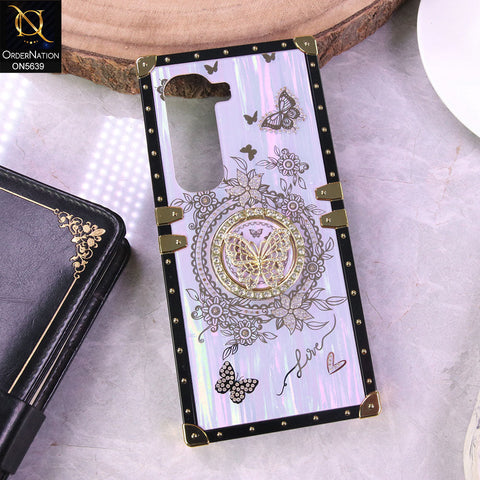Infinix Hot 50 Pro Plus Cover - Purple - Square Bling Diamond Glitter Soft TPU Trunk Case with Ring Holder