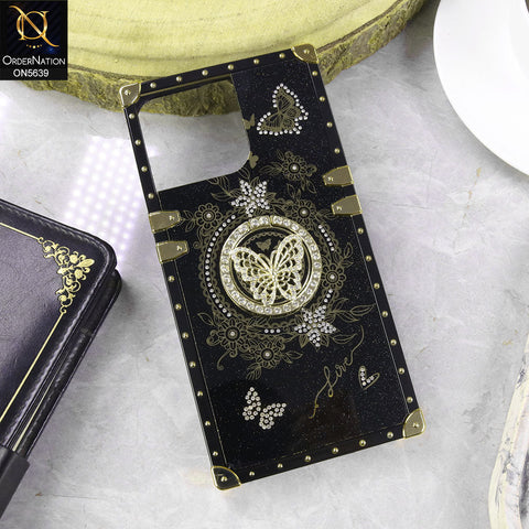 iPhone 14 Pro Max Cover - Black - Square Bling Diamond Glitter Soft TPU Trunk Case with Ring Holder