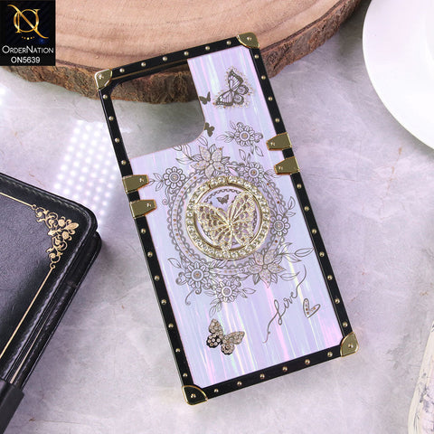 iPhone 14 Pro Max Cover - Purple - Square Bling Diamond Glitter Soft TPU Trunk Case with Ring Holder