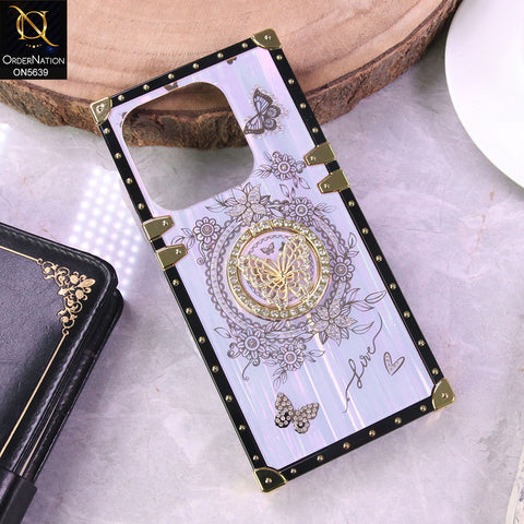 Xiaomi Redmi Note 14 4G Cover - Purple - Square Bling Diamond Glitter Soft TPU Trunk Case with Ring Holder