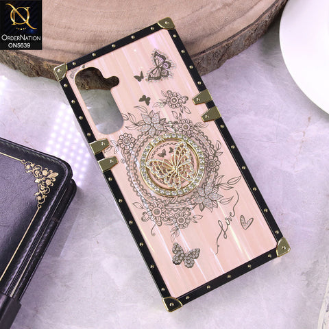 Samsung Galaxy A16 Cover - Golden - Square Bling Diamond Glitter Soft TPU Trunk Case with Ring Holder