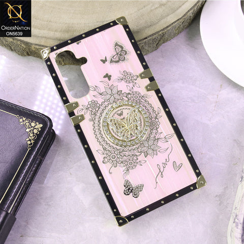 Samsung Galaxy A16 5G Cover - Pink - Square Bling Diamond Glitter Soft TPU Trunk Case with Ring Holder