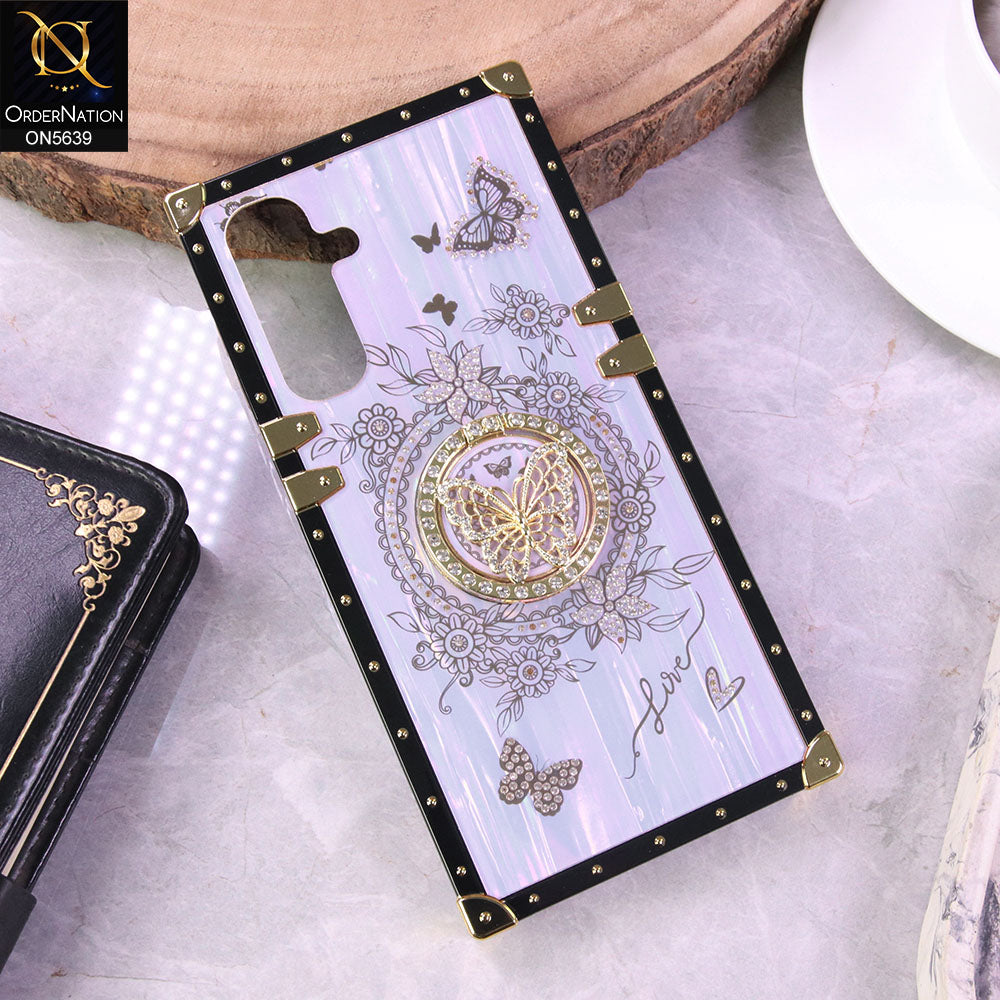 Samsung Galaxy A16 5G Cover - Purple - Square Bling Diamond Glitter Soft TPU Trunk Case with Ring Holder