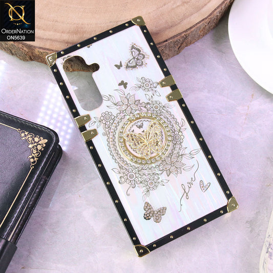 Samsung Galaxy A16 5G Cover - White - Square Bling Diamond Glitter Soft TPU Trunk Case with Ring Holder