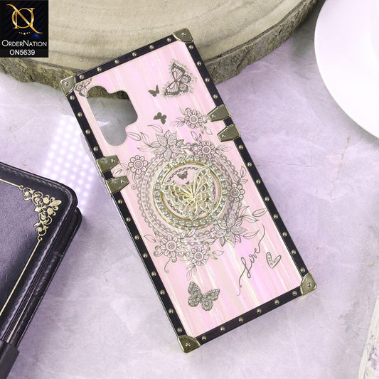 Samsung Galaxy A32 Cover - Pink - Square Bling Diamond Glitter Soft TPU Trunk Case with Ring Holder