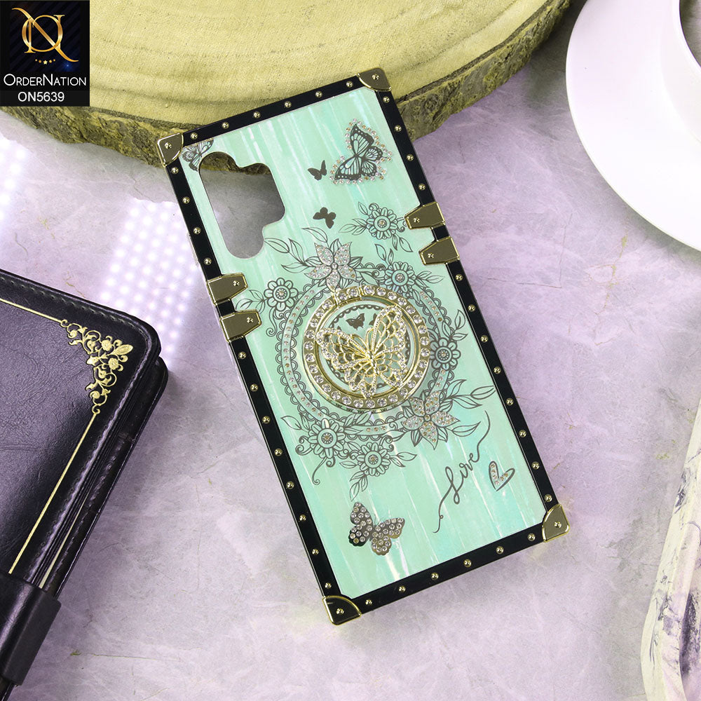 Samsung Galaxy A32 Cover - SeaFoam Green - Square Bling Diamond Glitter Soft TPU Trunk Case with Ring Holder