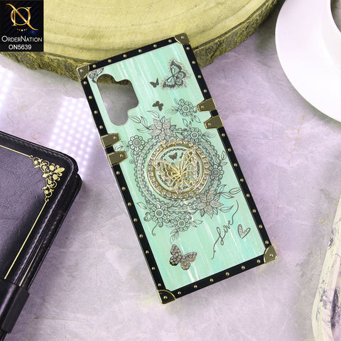 Samsung Galaxy A32 Cover - SeaFoam Green - Square Bling Diamond Glitter Soft TPU Trunk Case with Ring Holder