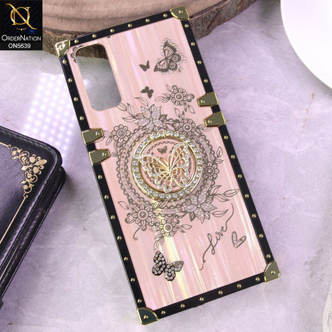 Vivo Y20s Cover - Golden - Square Bling Diamond Glitter Soft TPU Trunk Case with Ring Holder