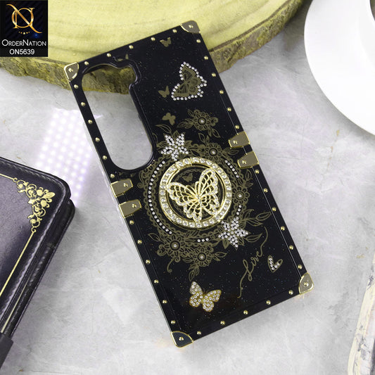 Vivo V40 Lite (IDN) Cover - Black - Square Bling Diamond Glitter Soft TPU Trunk Case with Ring Holder