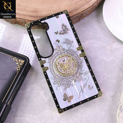 Vivo Y200 (2025) Cover - Purple - Square Bling Diamond Glitter Soft TPU Trunk Case with Ring Holder