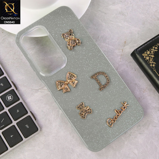 Infinix Hot 60 Cover - Gray - New Trendy 3D Bow And Rhinestone Glitter Case
