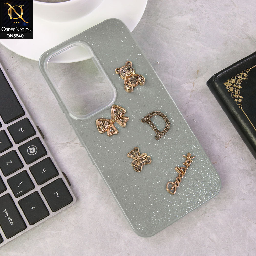 Infinix Hot 60 Pro Cover - Gray - New Trendy 3D Bow And Rhinestone Glitter Case