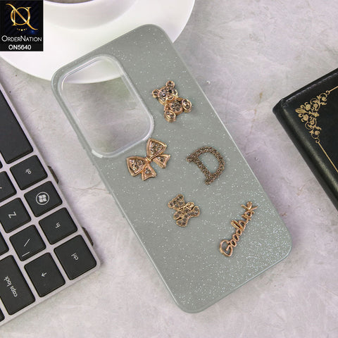 Infinix Hot 60 Pro Cover - Gray - New Trendy 3D Bow And Rhinestone Glitter Case