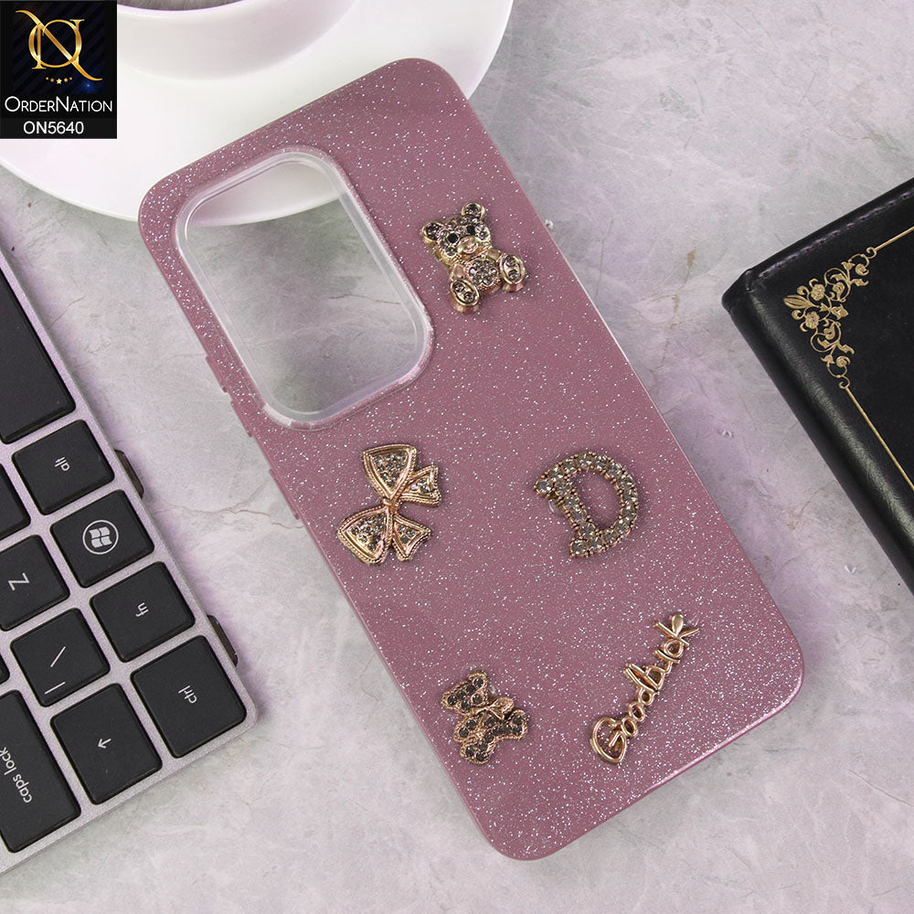 Infinix Hot 50 Pro Cover - Purple - New Trendy 3D Bow And Rhinestone Glitter Case