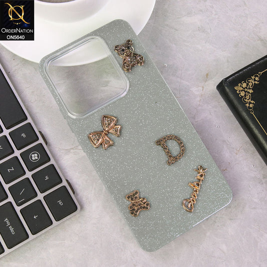 Xiaomi Redmi Note 14 4G Cover - Gray - New Trendy 3D Bow And Rhinestone Glitter Case