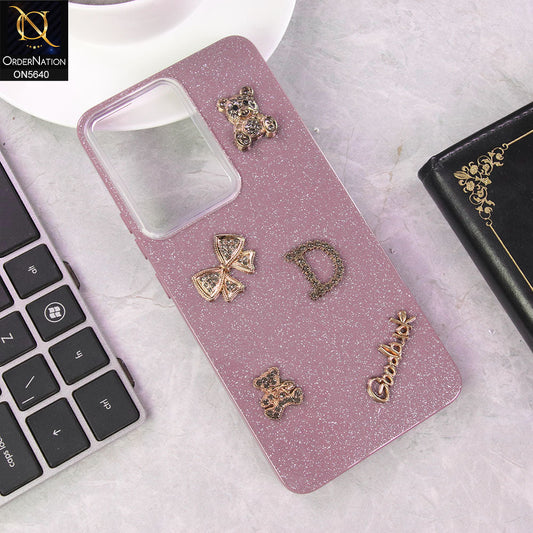 Oppo Reno 13F 5G Cover - Purple - New Trendy 3D Bow And Rhinestone Glitter Case
