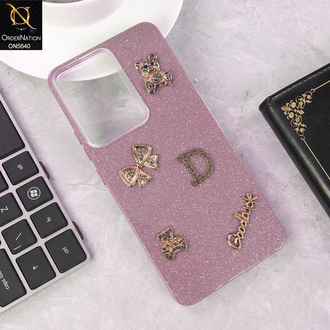 Oppo Reno 13F 5G Cover - Purple - New Trendy 3D Bow And Rhinestone Glitter Case