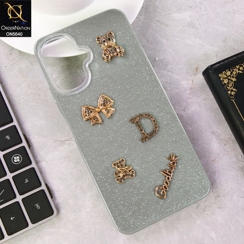 Infinix Smart 10 Cover - Gray - New Trendy 3D Bow And Rhinestone Glitter Case