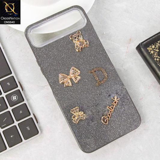 Infinix Smart 10 Plus Cover - Black - New Trendy 3D Bow And Rhinestone Glitter Case