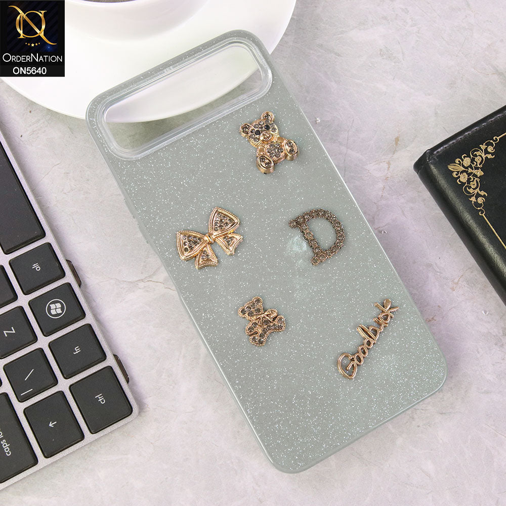 Infinix Smart 10 Plus Cover - Gray - New Trendy 3D Bow And Rhinestone Glitter Case