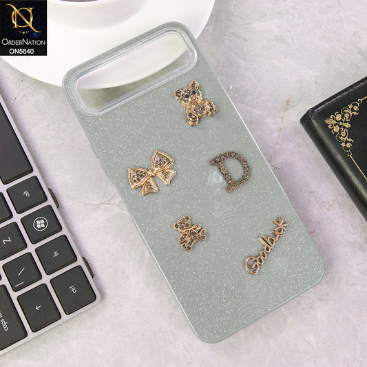 Infinix Smart 10 Plus Cover - Gray - New Trendy 3D Bow And Rhinestone Glitter Case