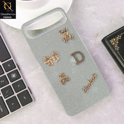 Infinix Smart 10 Plus Cover - Gray - New Trendy 3D Bow And Rhinestone Glitter Case