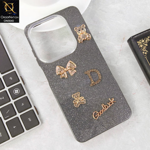 Tecno Spark 20C Cover - Black - New Trendy 3D Bow And Rhinestone Glitter Case