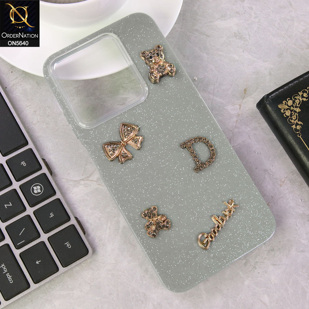 Infinix Hot 50i Cover - Gray - New Trendy 3D Bow And Rhinestone Glitter Case