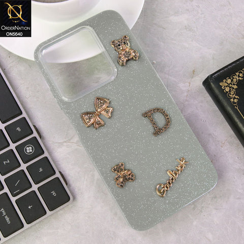 Infinix Smart 9 HD Cover - Gray - New Trendy 3D Bow And Rhinestone Glitter Case