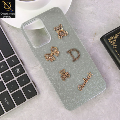 Vivo Y21t Cover - Gray - New Trendy 3D Bow And Rhinestone Glitter Case