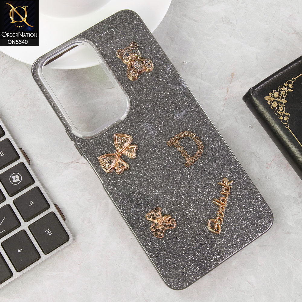 Vivo Y04 Cover - Black - New Trendy 3D Bow And Rhinestone Glitter Case