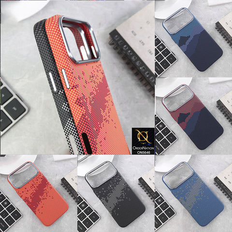iPhone 17 Pro Max Cover - Design 3 - Carbon Fiber Texture Ultra Thin Shell Case With Metal Camera Ring Borders