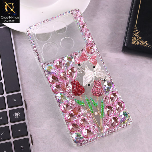Infinix Note 40 Pro Cover - Design4 -  New Luxurious 3D Bling RhineStone Case
