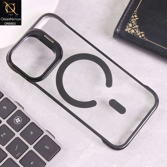 iPhone 17 Cover - Black - New Premium D.Glory Ultra Slim Clear Case With Magsafe And Metal KickStand