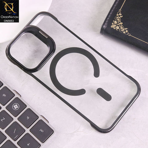 iPhone 17 Cover - Black - New Premium D.Glory Ultra Slim Clear Case With Magsafe And Metal KickStand