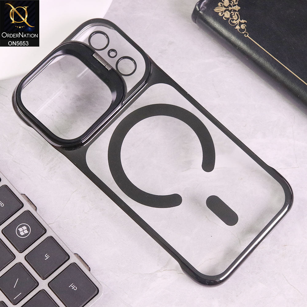 iPhone 17 Pro Cover - Black - New Premium D.Glory Ultra Slim Clear Case With Magsafe And Metal KickStand