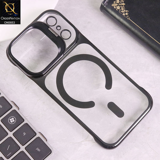 iPhone 17 Pro Cover - Black - New Premium D.Glory Ultra Slim Clear Case With Magsafe And Metal KickStand