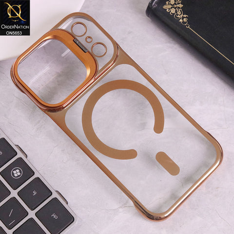 iPhone 17 Pro Cover - Orange - New Premium D.Glory Ultra Slim Clear Case With Magsafe And Metal KickStand