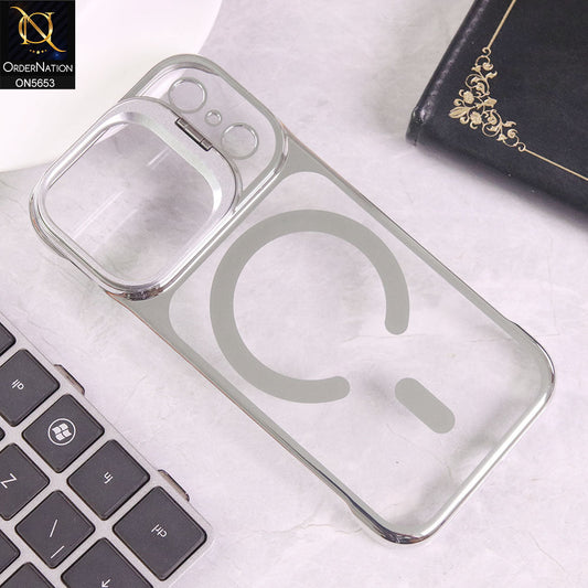 iPhone 17 Pro Cover - Silver - New Premium D.Glory Ultra Slim Clear Case With Magsafe And Metal KickStand