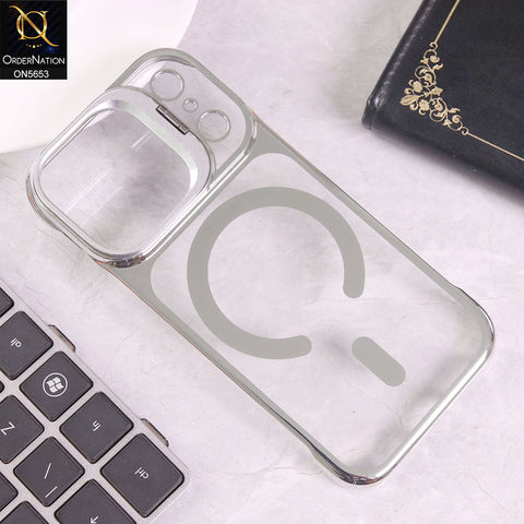 iPhone 17 Pro Cover - Silver - New Premium D.Glory Ultra Slim Clear Case With Magsafe And Metal KickStand