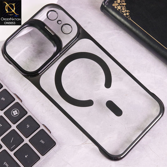 iPhone 17 Pro Max Cover - Black - New Premium D.Glory Ultra Slim Clear Case With Magsafe And Metal KickStand