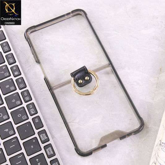 Samsung Galaxy Z Flip 7 Cover - Black - New Slim Air Bag Back Screen Glass Protector Case With Ring Holder And Seperated Tempered Film Designed By GKK