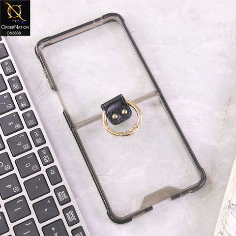 Samsung Galaxy Z Flip 7 Cover - Black - New Slim Air Bag Back Screen Glass Protector Case With Ring Holder And Seperated Tempered Film Designed By GKK