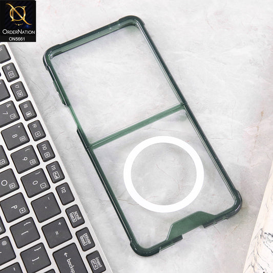 Samsung Galaxy Z Flip 7 Cover - Green - New Slim Airbag Back Screen Glass Protector Case With MagSafe Designed By GKK