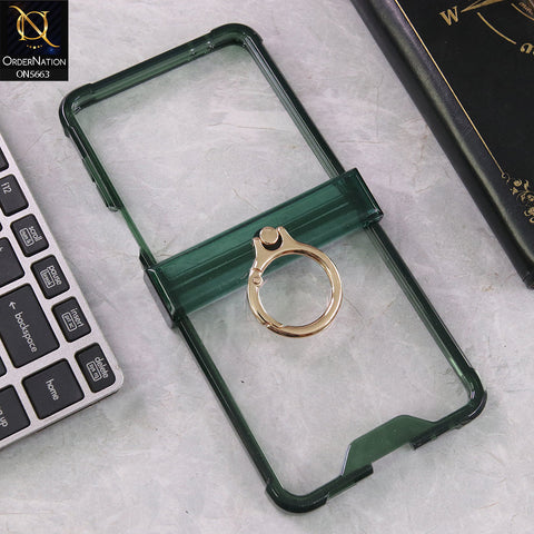 Samsung Galaxy Z Flip 7 Cover - Green - New Slim Magnet Phantom Back  Screen Glass Protector Case With Metal Ring Designed By GKK