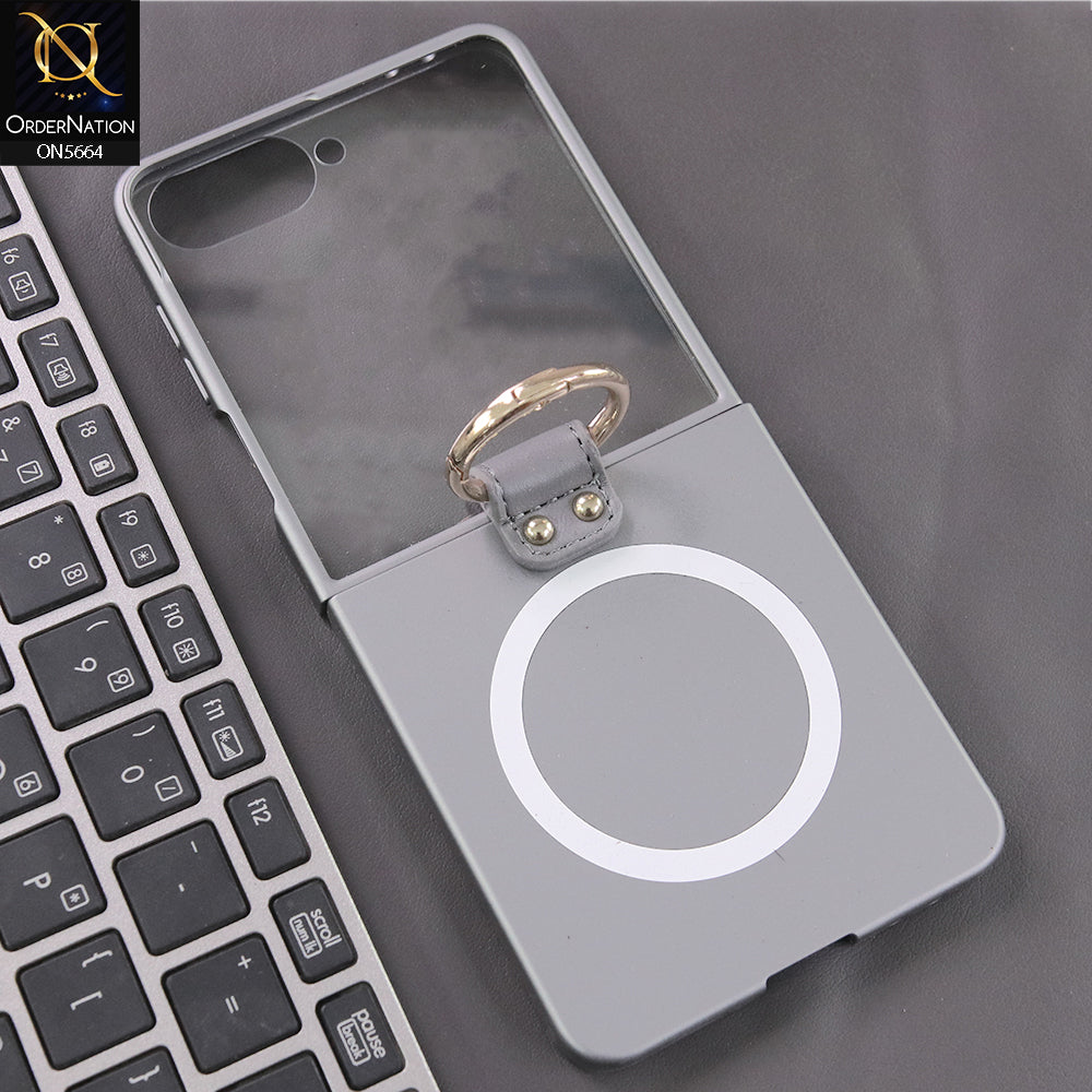 Samsung Galaxy Z Flip 7 Cover - Gray - New Premium Quality Ultra Thin Pc Shell Case With MagSafe And Ring Designed By GKK